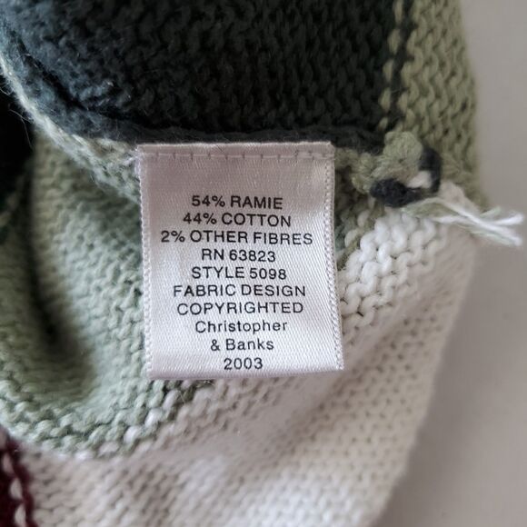 VNTG Christmas Patchwork Cardigan Sweater Christopher & Banks Sz M Layer Holiday - Picture 6 of 7